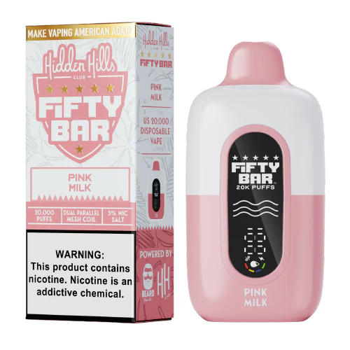 Pink Milk Disposable Vape (20000 Puffs) by Hidden Hills x Fifty Bar